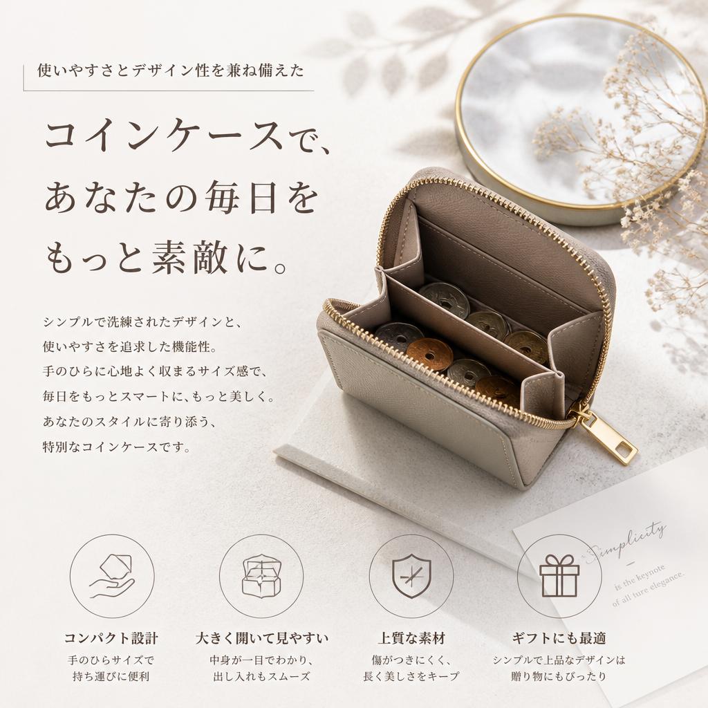 使いやすさとデザイン性を兼ね備えたコインケースで、あなたの毎日をもっと素敵に。