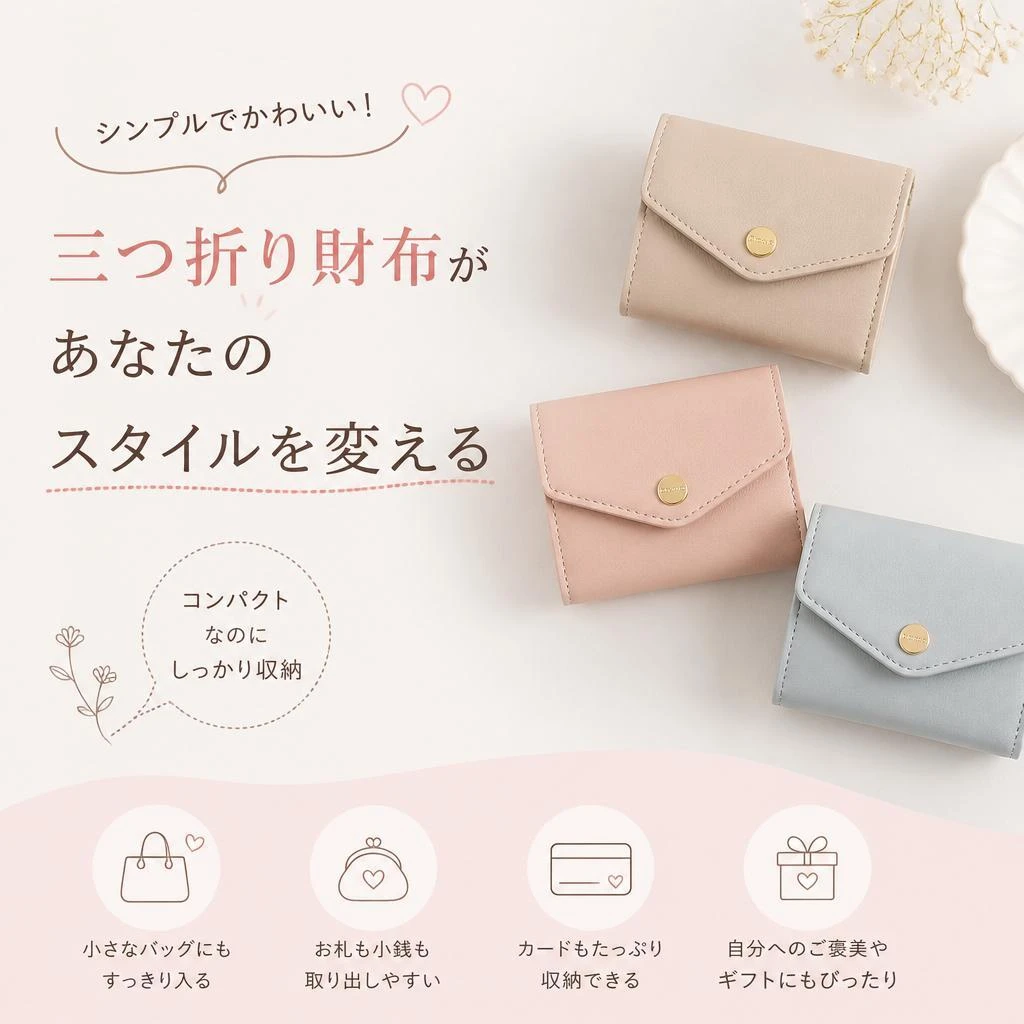 シンプルでかわいい！三つ折り財布があなたのスタイルを変える