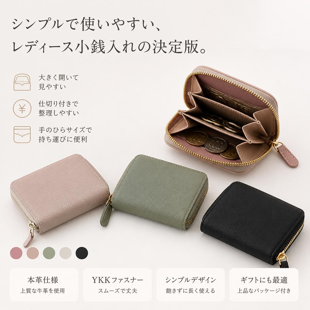 シンプルで使いやすい、レディース小銭入れの決定版。