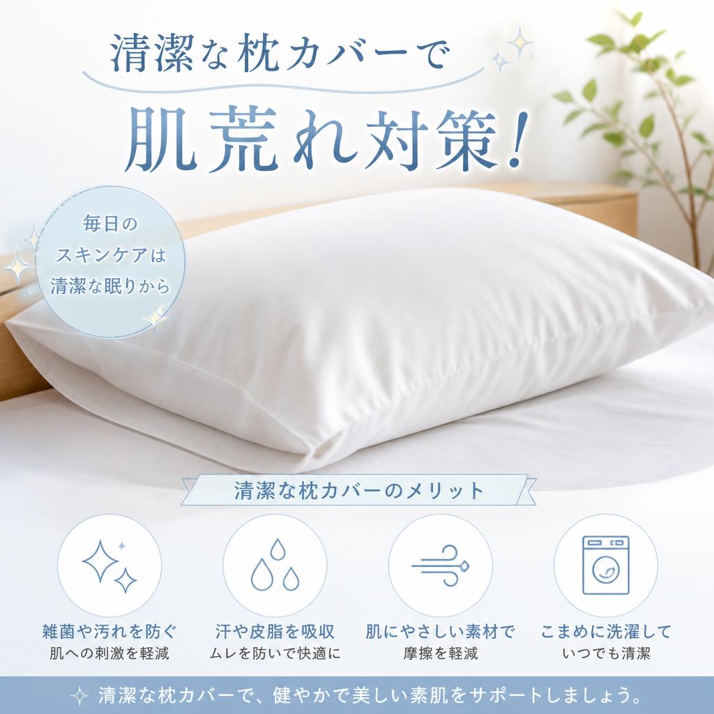 清潔な枕カバーで肌荒れ対策！